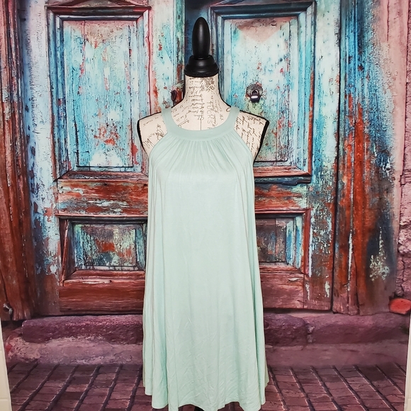 Dresses & Skirts - Tent Shape Halter Neck Sage Summer Dress
